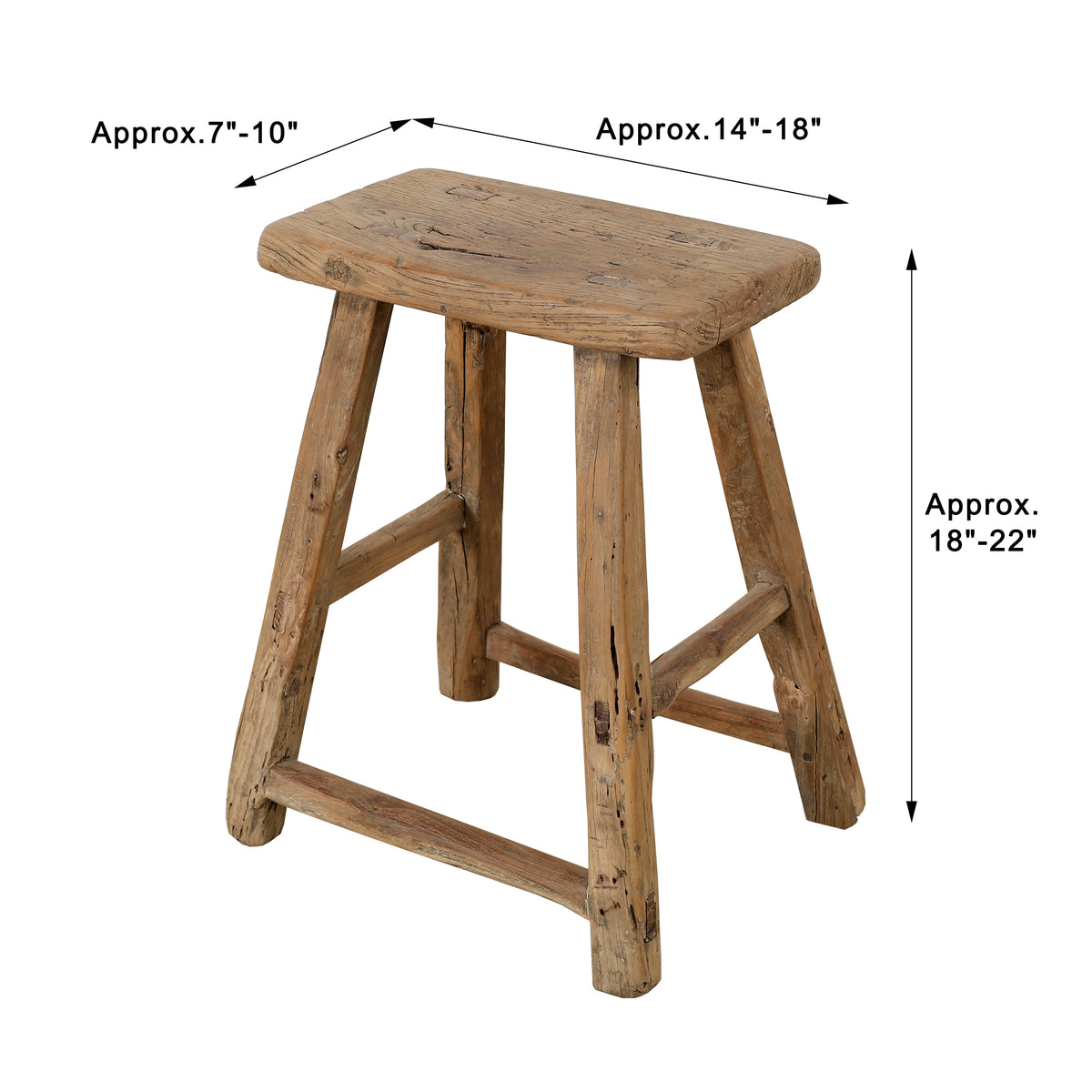 Vintage Stool Rectangular Approx. 18-22 Inches High 14-18" Wide 7-10 Inches Deep (size & finish vary)