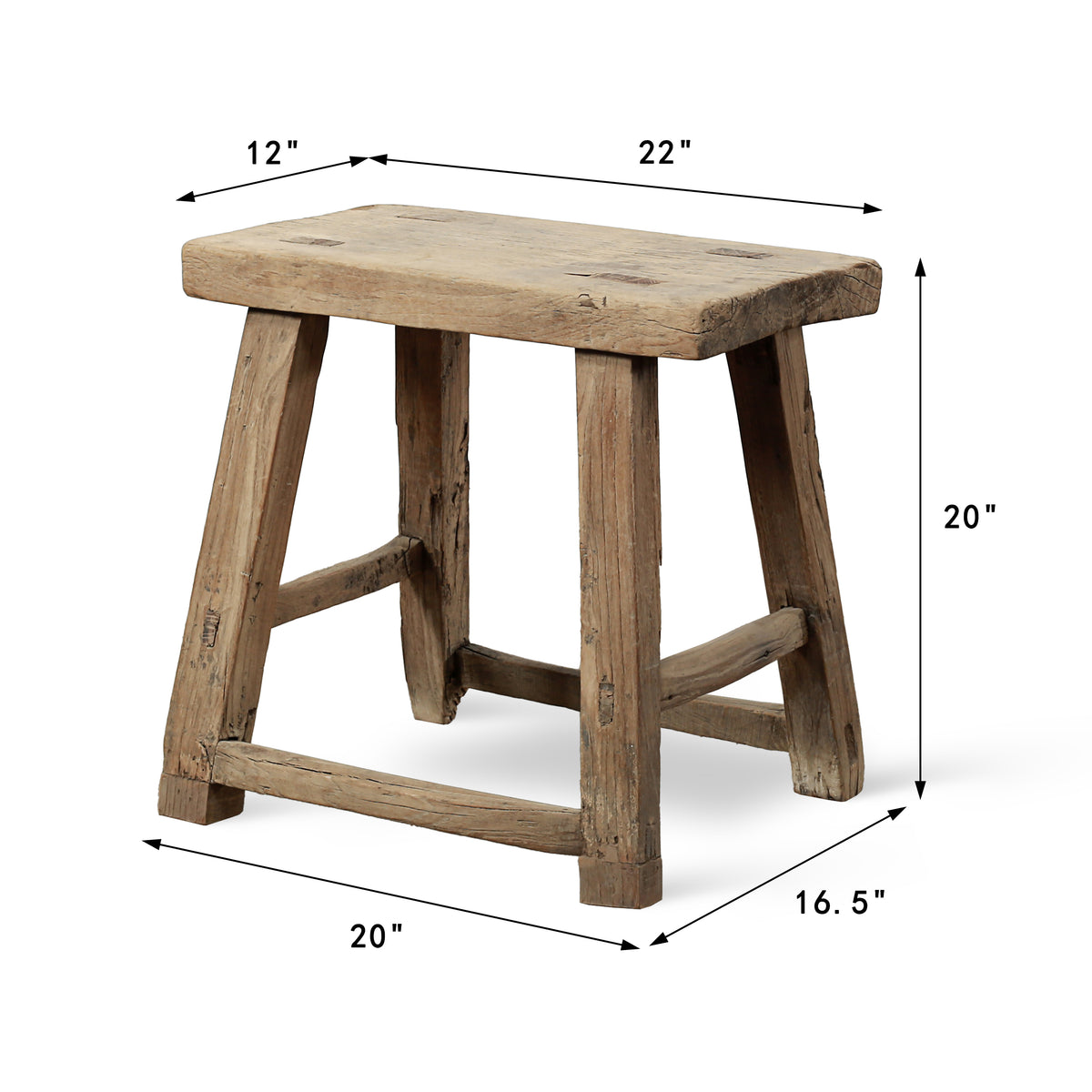Approx. 22" Wide 12" Deep Vintage Accent Table Elmwood Weathered Natual
