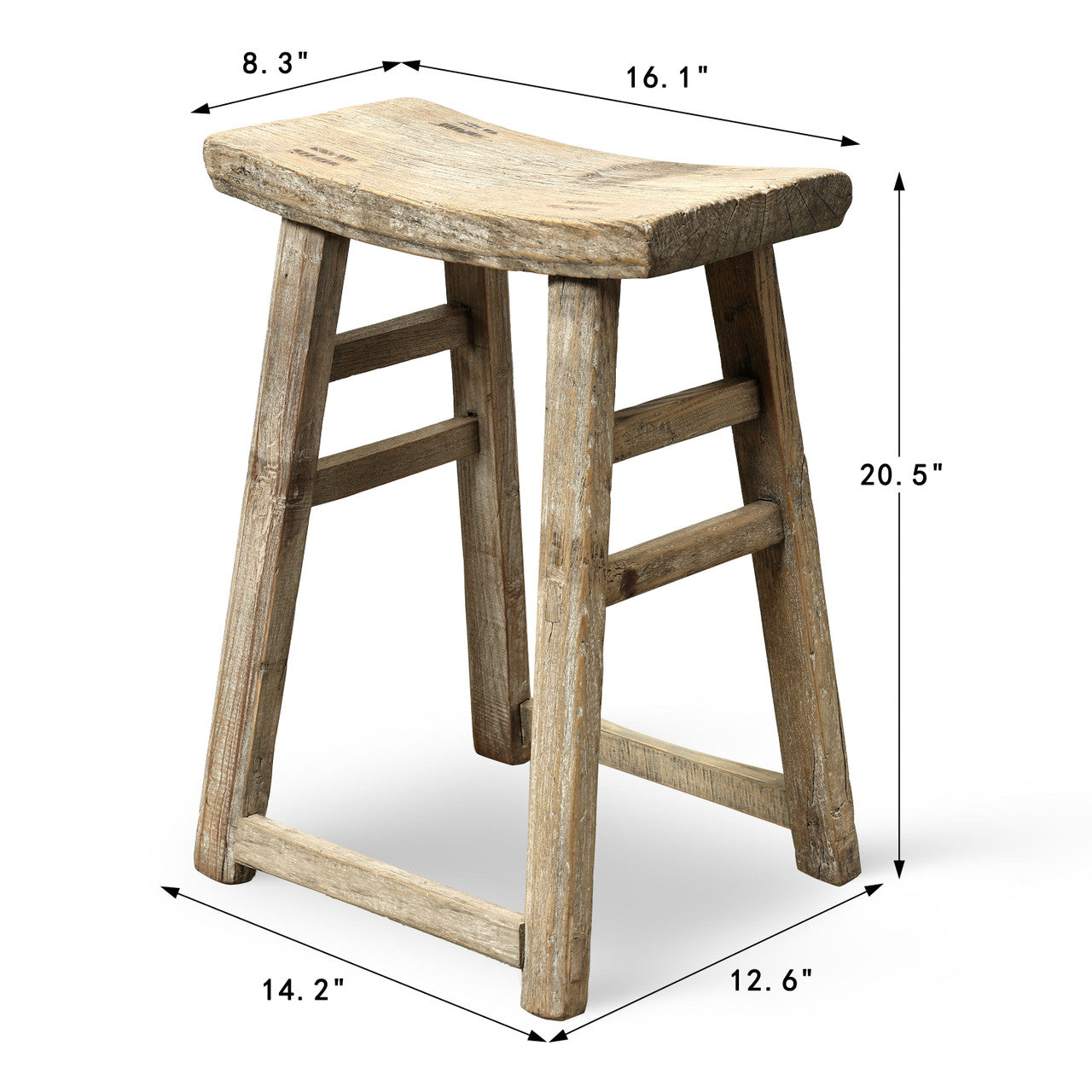 Vintage Rustic Stool 20.5H 16.1W 8.3D