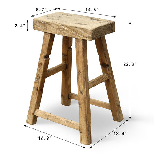 Vintage Rustic Stool 22.8H 14.6W 8.7D image 2