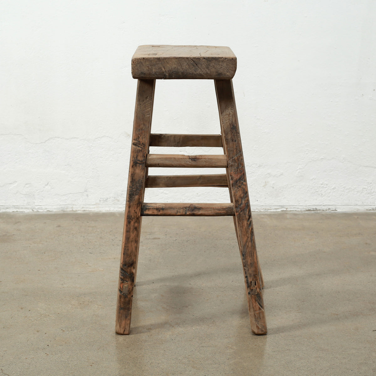 Approx. 20" Wide 10" Deep Vintage Bar Stool with Unique Top Weathered Natual