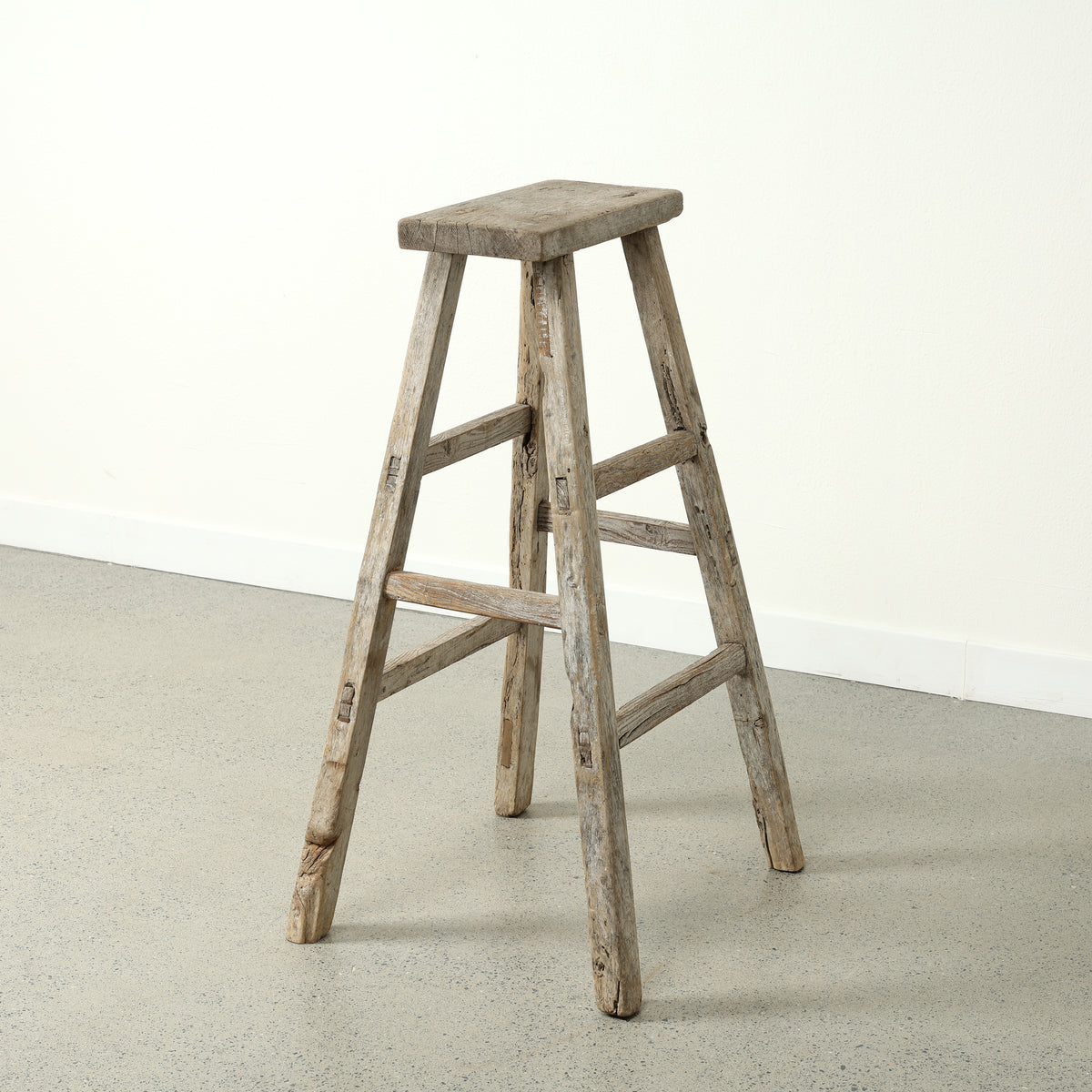 Approx. 16.5" Wide 7.9" Deep Vintage Bar Stool Weathered Natural