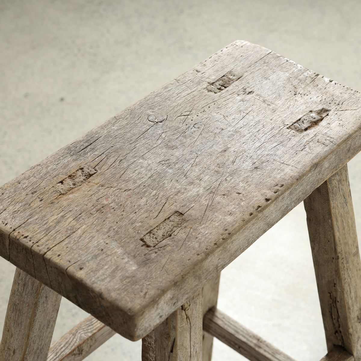 Approx. 16.5" Wide 7.9" Deep Vintage Bar Stool Weathered Natural