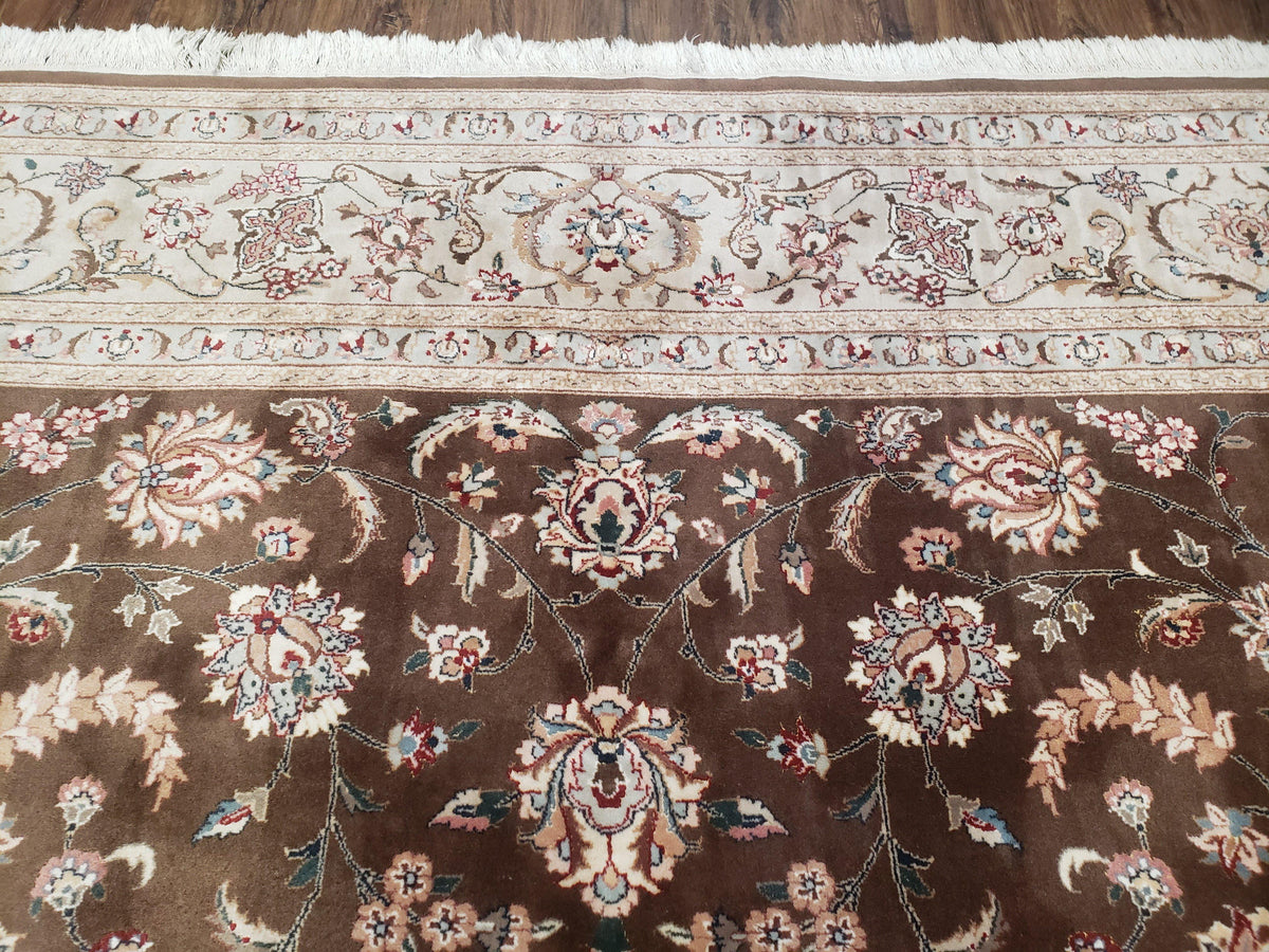 Vintage Pak-Persian Area Rug 9x12, Wool Hand-Knotted Spice Brown & Ivory Traditional Fine Oriental Carpet, Pakistani Carpet, 9 x 12 Fine Rug - Jewel Rugs, view 12