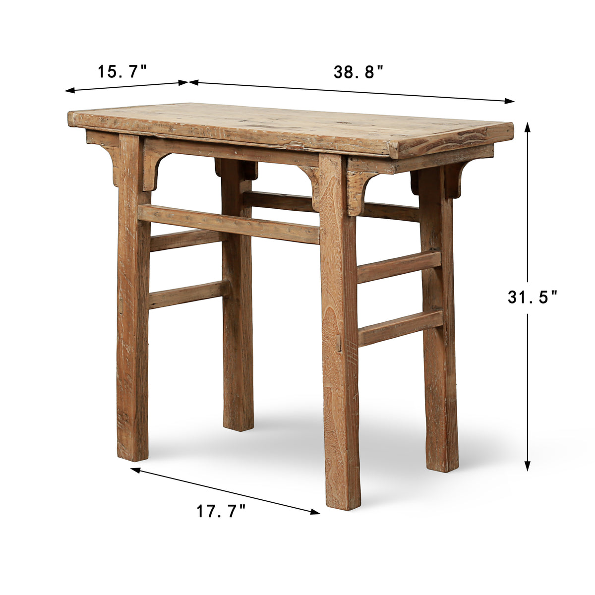 Approx. 39" Wide 15.7" Deep Antique Console Table Cypress Wood Warm Wood Tone