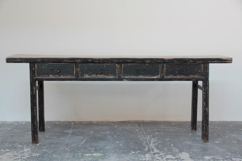 Vintage Console Table with Four Drawers Antique Black Large image