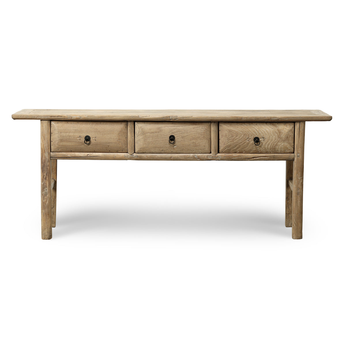 Approx. 87" Wide Vintage Table with Three Drawers Weathered Natural