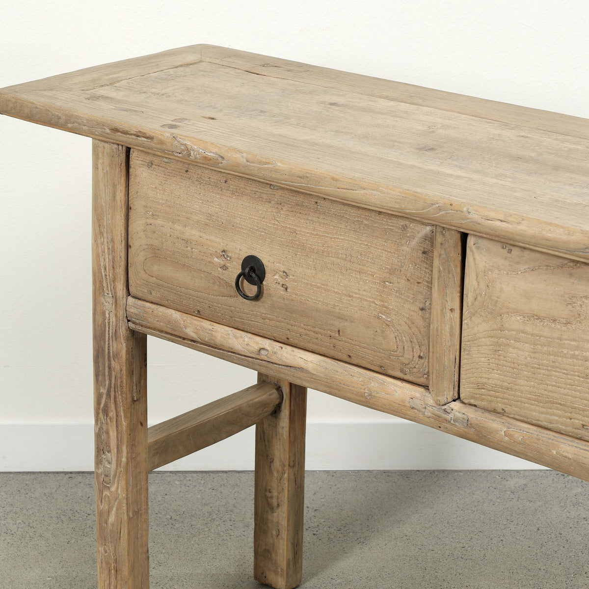Approx. 87" Wide Vintage Table with Three Drawers Weathered Natural
