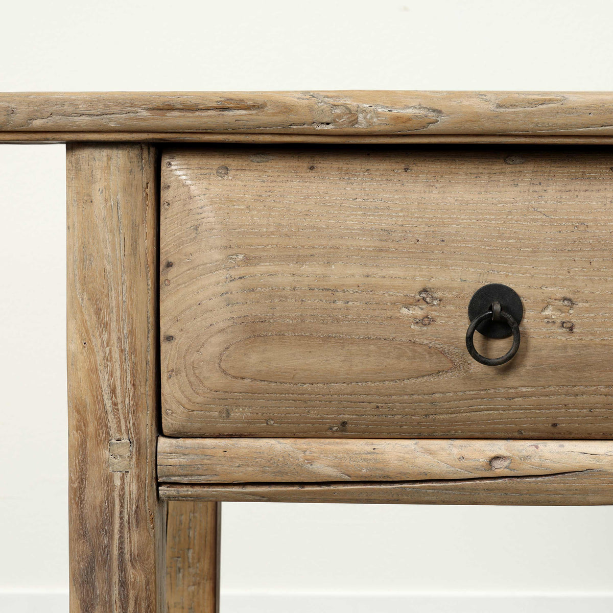 Approx. 87" Wide Vintage Table with Three Drawers Weathered Natural