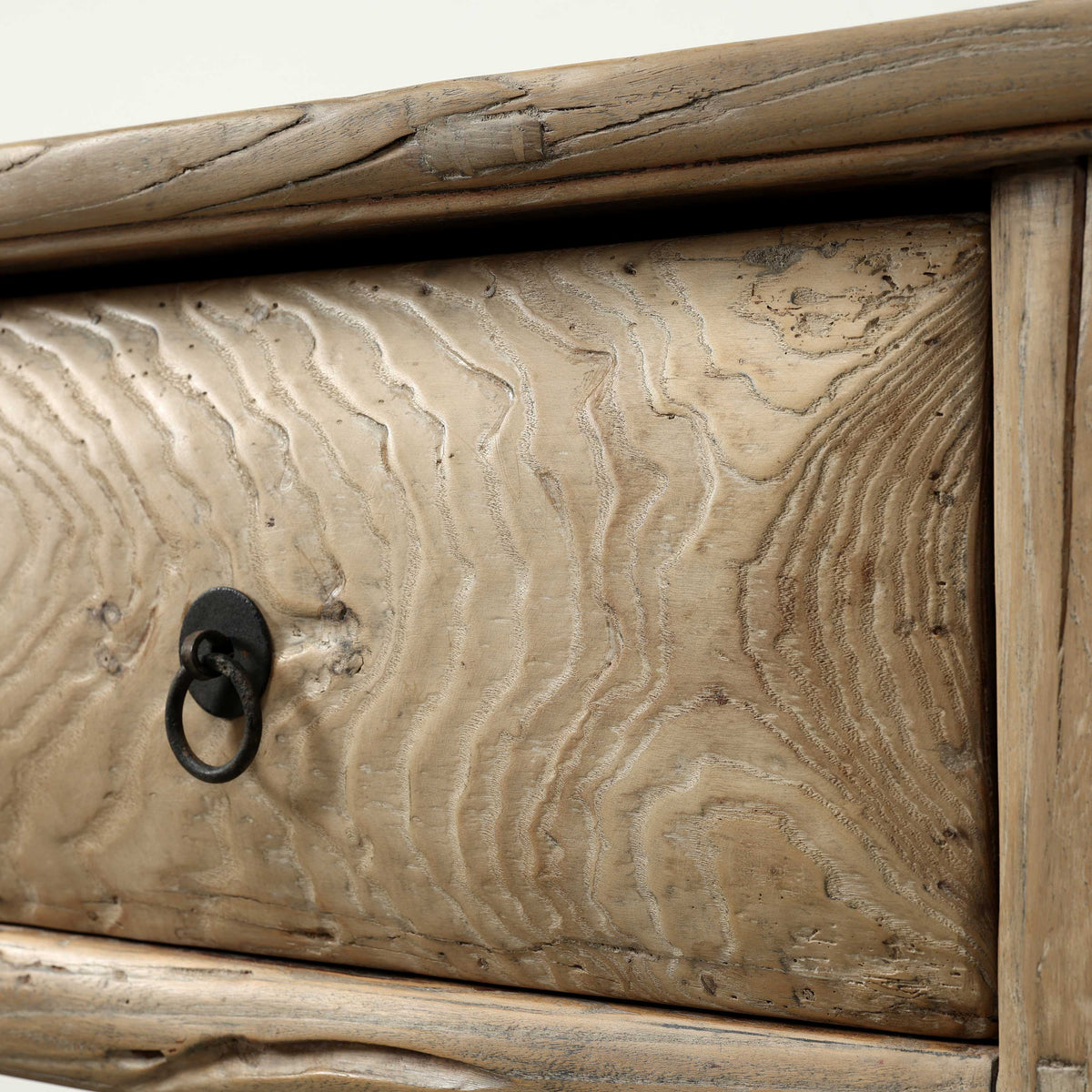 Approx. 87" Wide Vintage Table with Three Drawers Weathered Natural