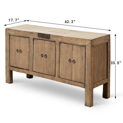 Approx. 62.2 Inches Long Vintage Sideboard with Six Doors Weathered Grey image 2