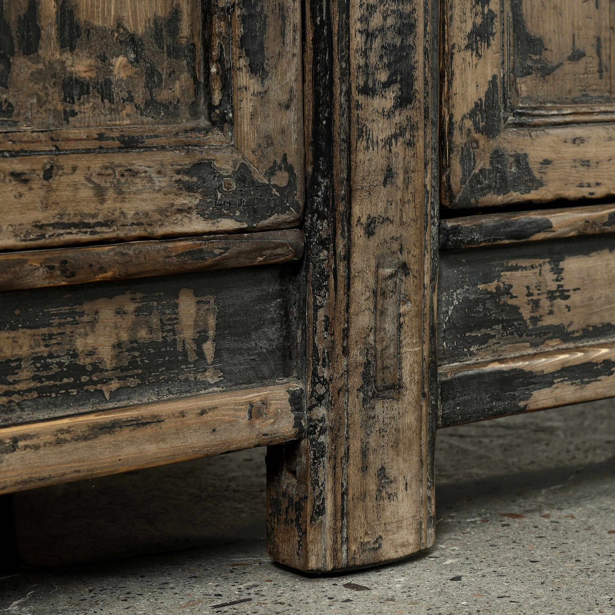 Approx. 92" Long Antique Sideboard with Six Doors, Distressed Black