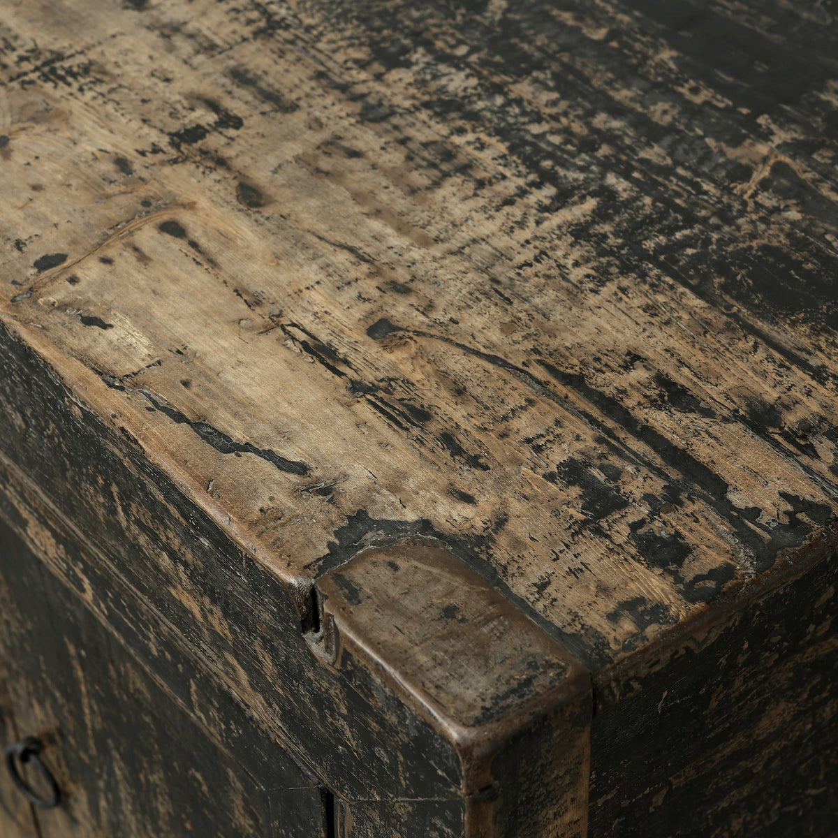 Approx. 92" Long Antique Sideboard with Six Doors, Distressed Black
