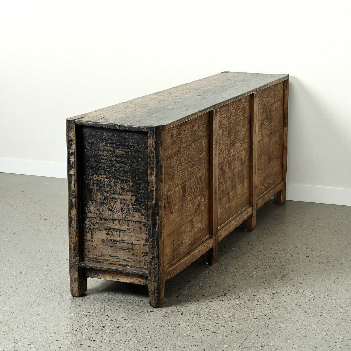 Approx. 92" Long Antique Sideboard with Six Doors, Distressed Black