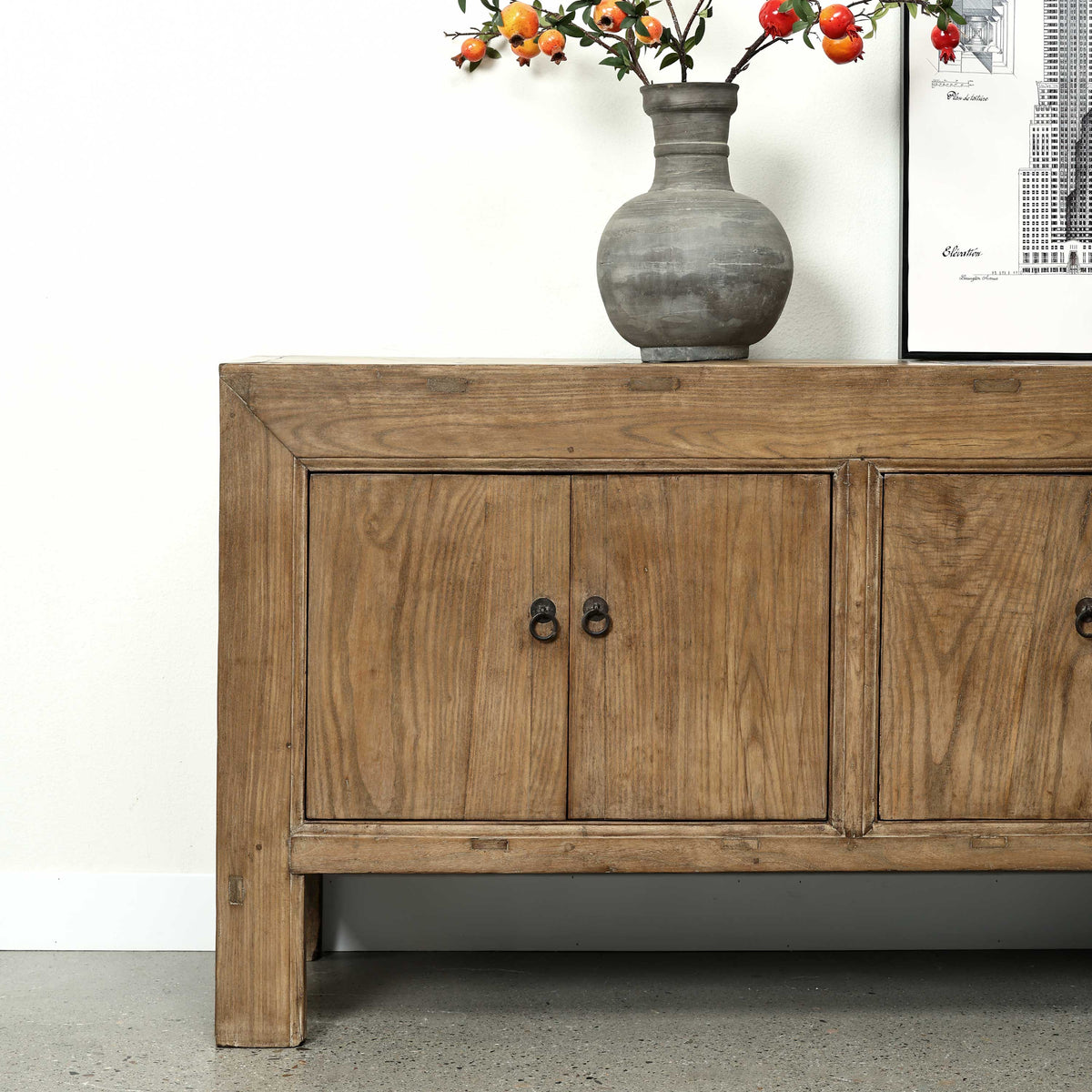 Approx. 81" Wide Antique Sideboard with Six Doors Weathered Natural