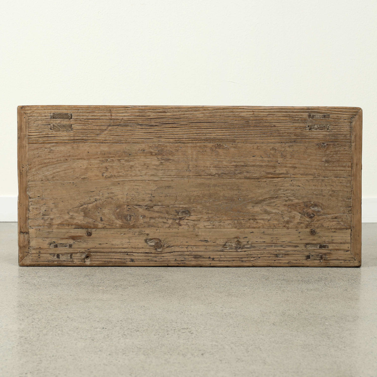 Approx 38" Long 18" Deep Vintage Entry Table with Two Drawers Weathered Natural