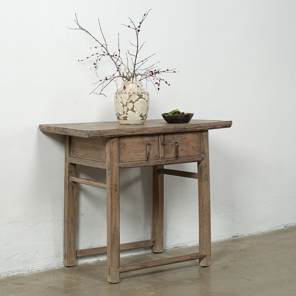 Approx.39" Long 21" Deep Vintage Entry Table with Two Drawers Weathered Natural