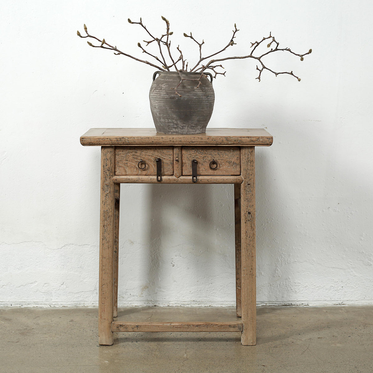 Approx.42" Long 17" Deep Vintage Entry Table with Two Drawers Weathered Natural