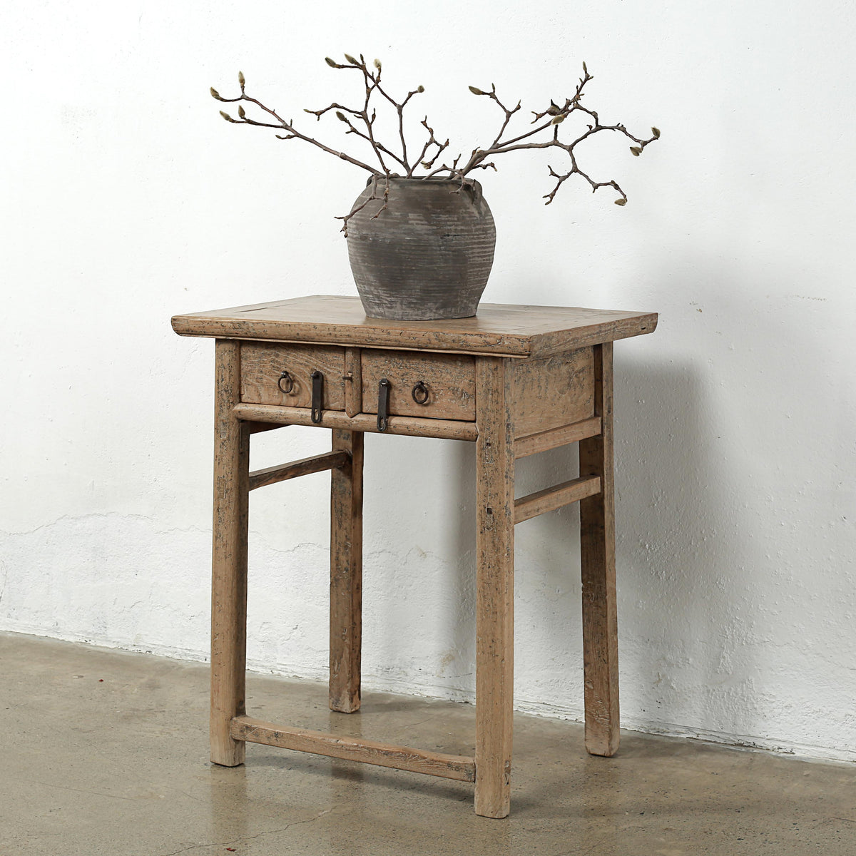 Approx.42" Long 17" Deep Vintage Entry Table with Two Drawers Weathered Natural