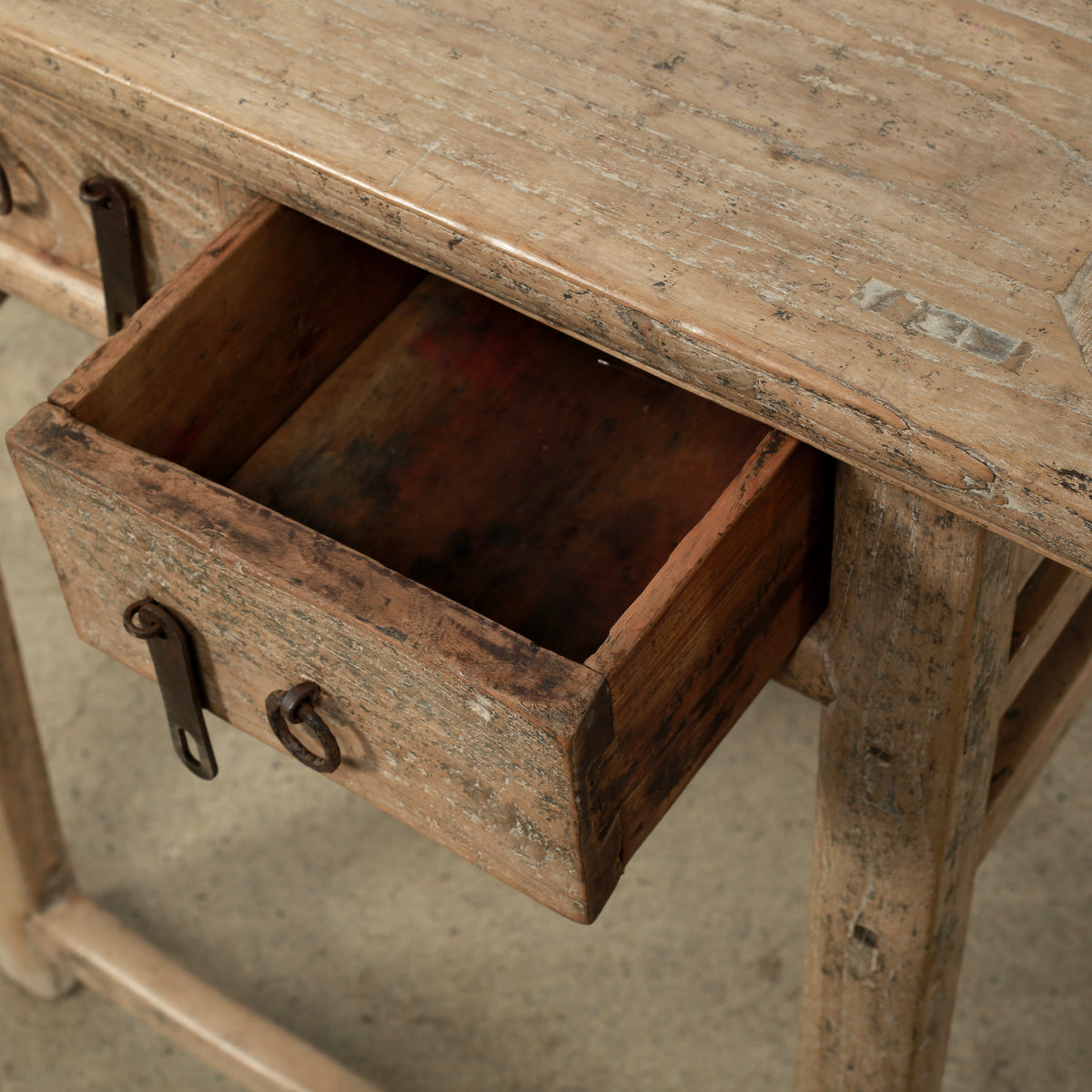 Approx.42" Long 17" Deep Vintage Entry Table with Two Drawers Weathered Natural
