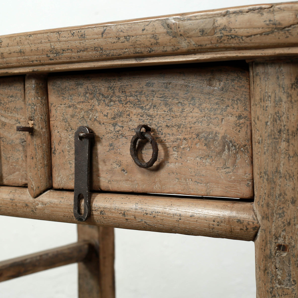 Approx.42" Long 17" Deep Vintage Entry Table with Two Drawers Weathered Natural