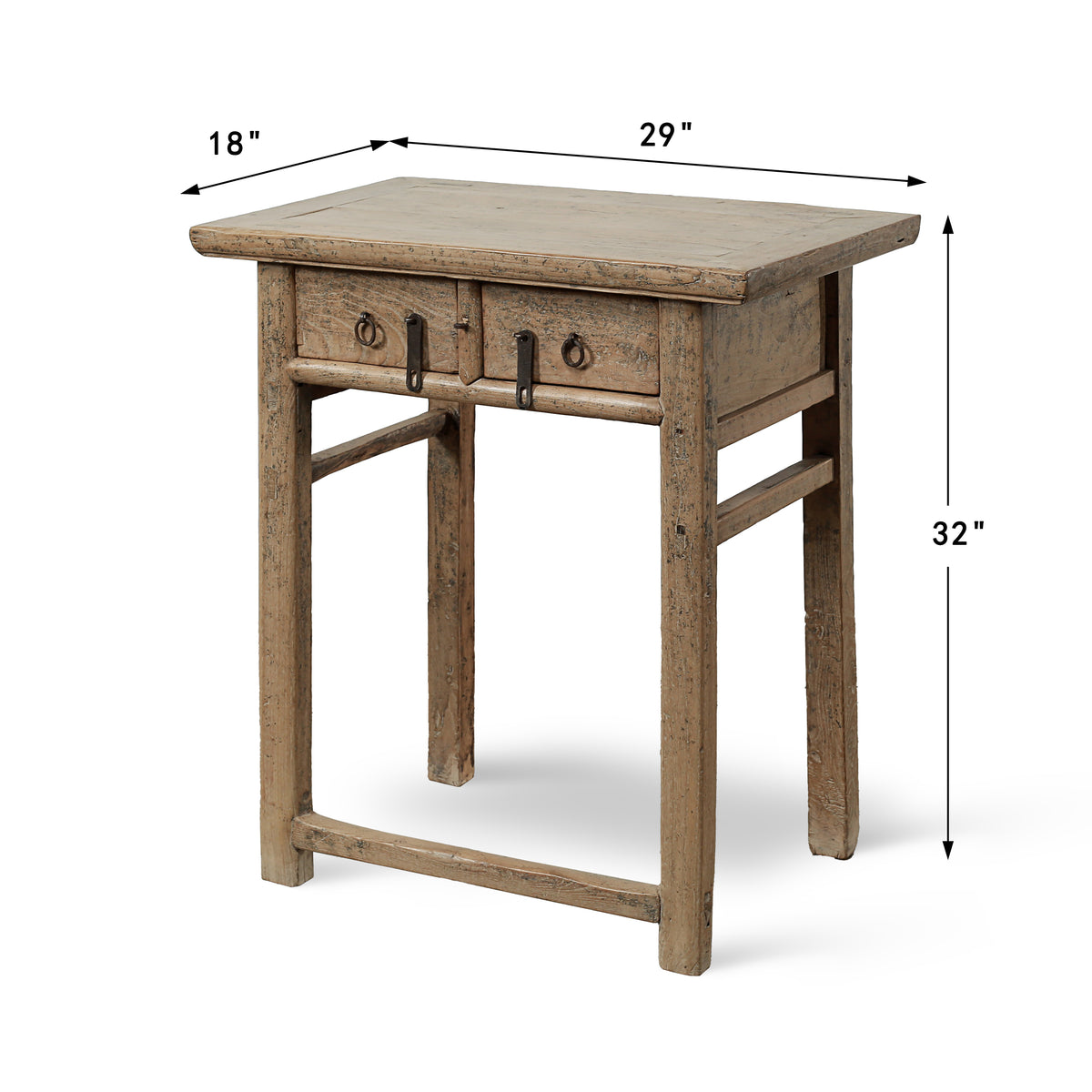 Approx.42" Long 17" Deep Vintage Entry Table with Two Drawers Weathered Natural