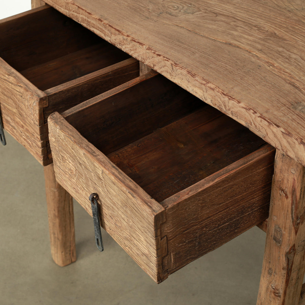 Vintage Reclaimed Entry Table Elmwood with Drawers 38.6" W x 18.9" D x 32" H