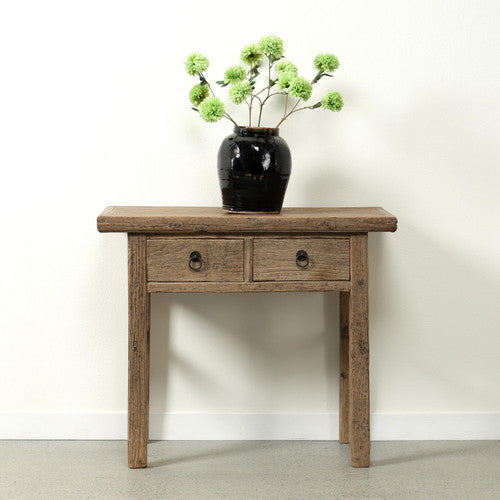 Vintage Entry Table with Two Drawers Elmwood 38.2"W17.7"D32.7"H image 2