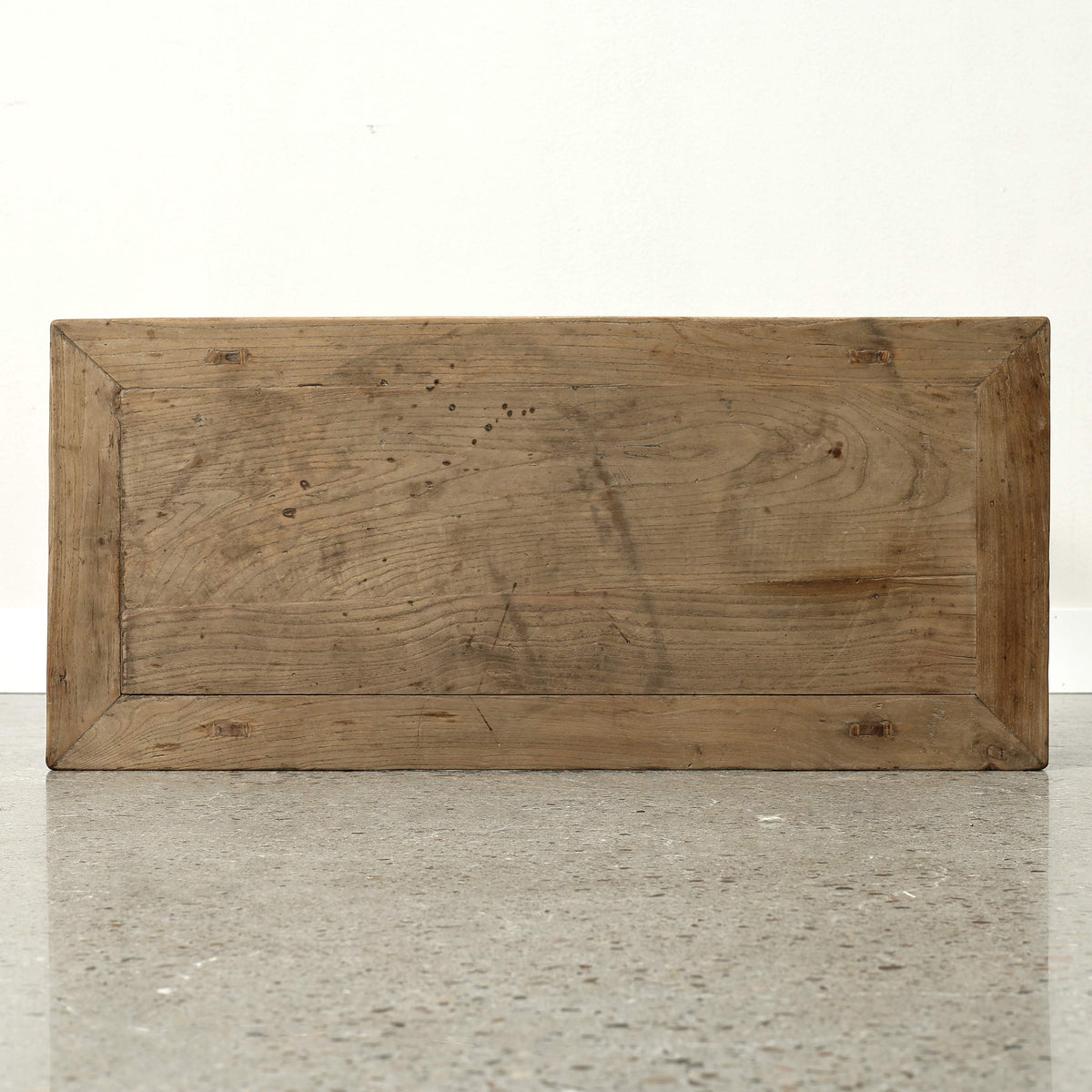 Approx 39" Long 18" Deep Vintage Entry Table with Two Drawers, Weathered Natural