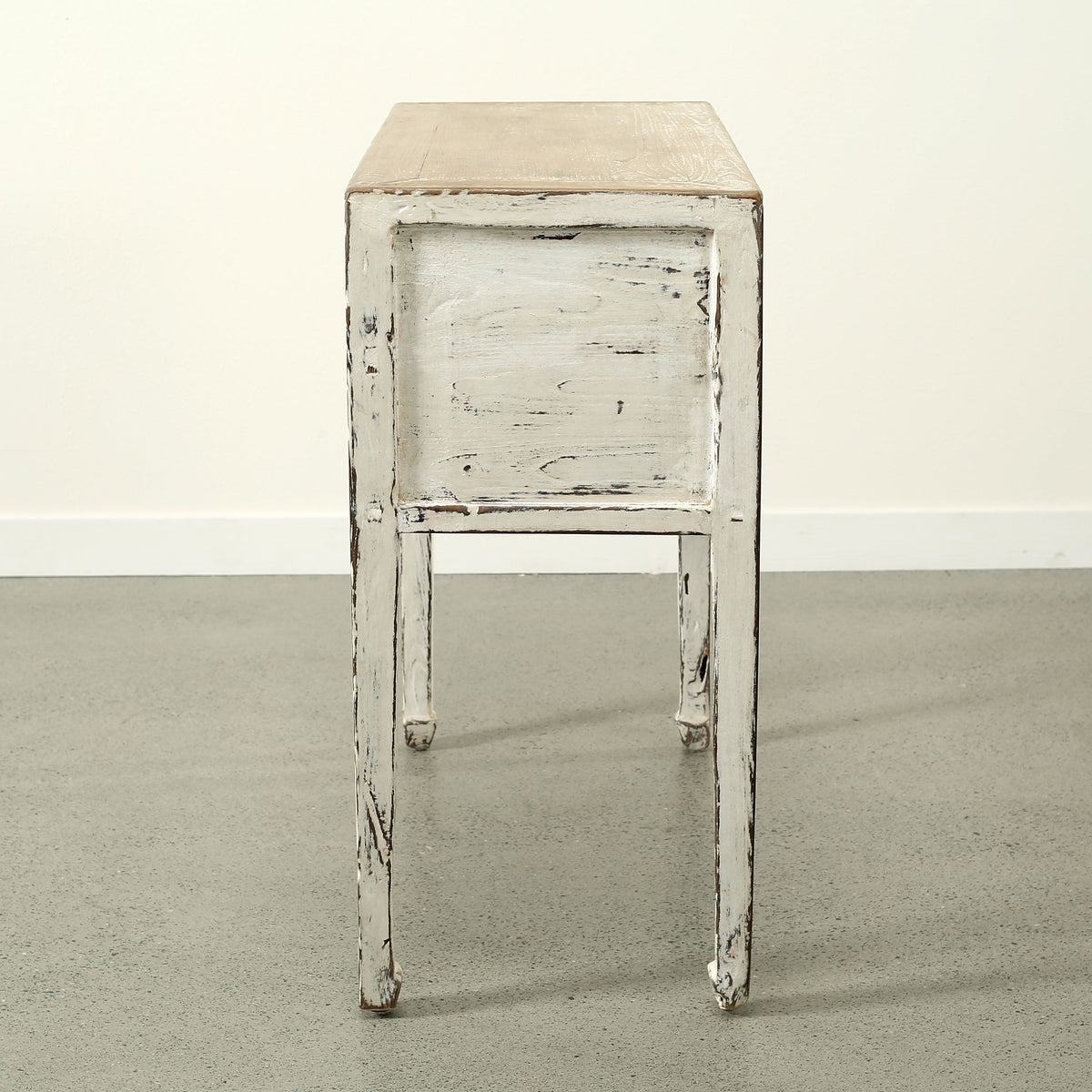 Vintage Entry Table with Five Drawers 37.8"W 16"D Disressed White