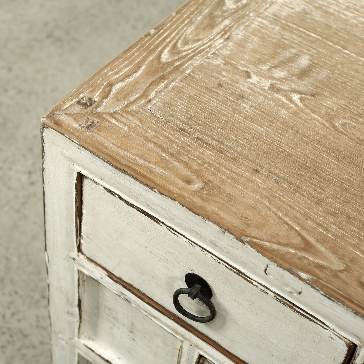 Vintage Entry Table with Five Drawers 37.8"W 16"D Disressed White