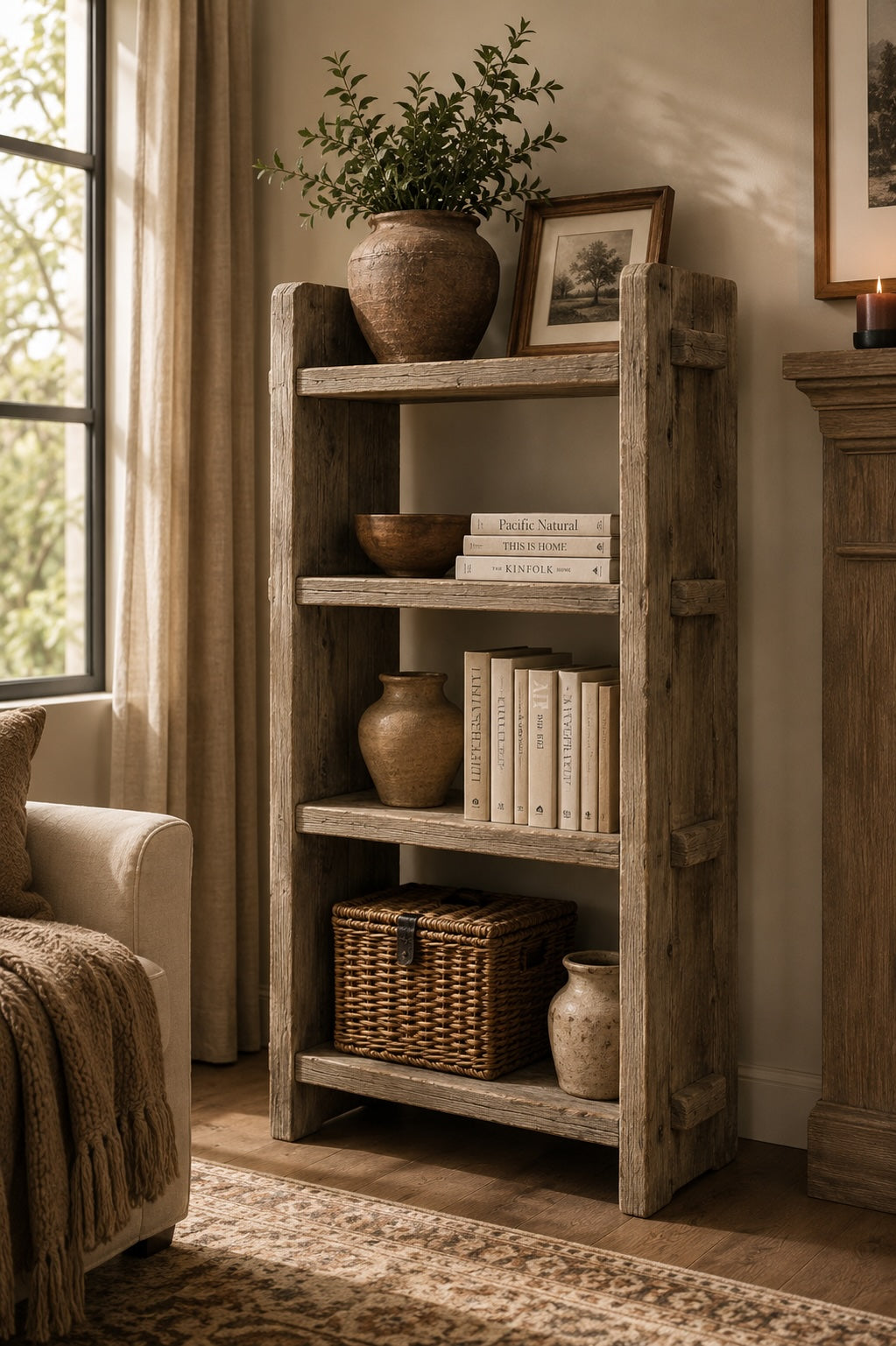 Vintage Shelf Weathered Natural Size Vary Approx. 31x16x65H