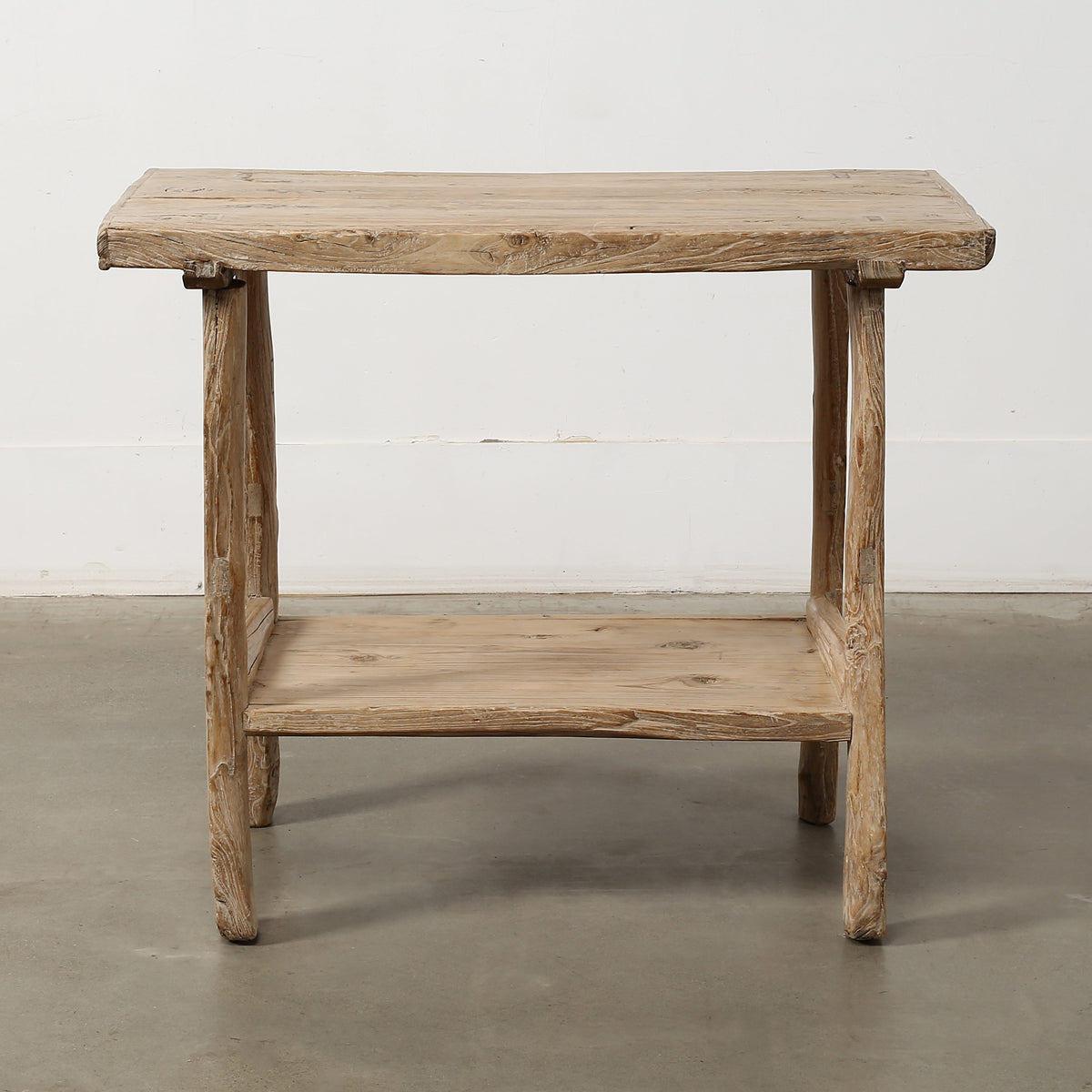 Vintage Side Table with Shelf Weathered Natural 33.5x21.7x31.5H