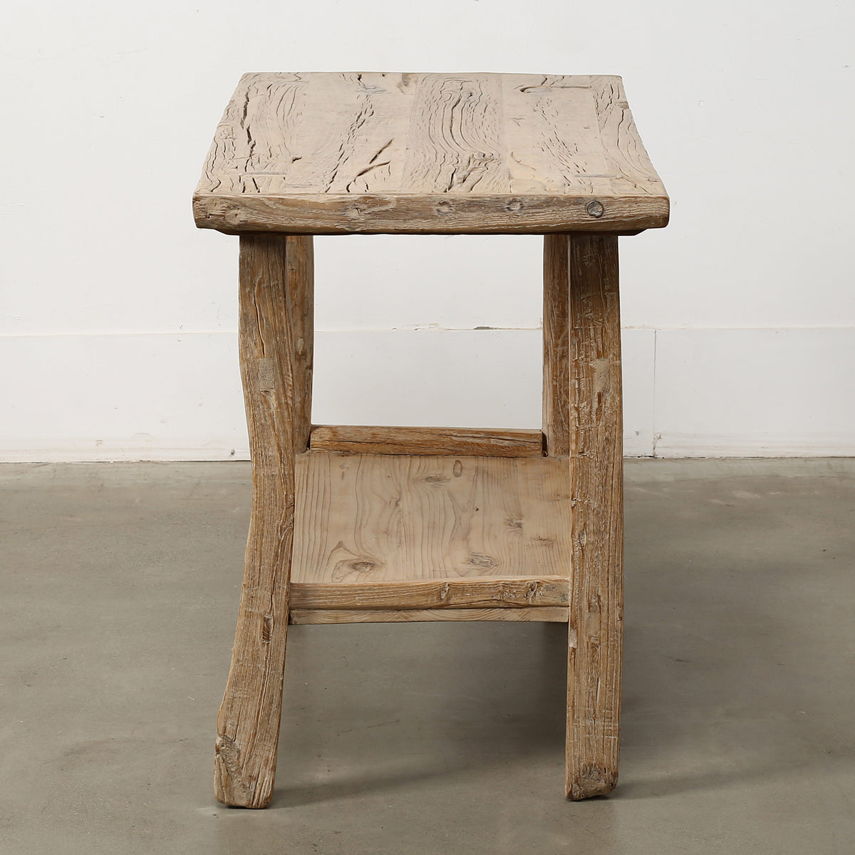 Vintage Side Table with Shelf Weathered Natural 33.5x21.7x31.5H
