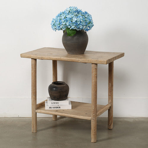Vintage Side Table with Shelf Weathered Natural 36.2x21.3x32.3H image 2