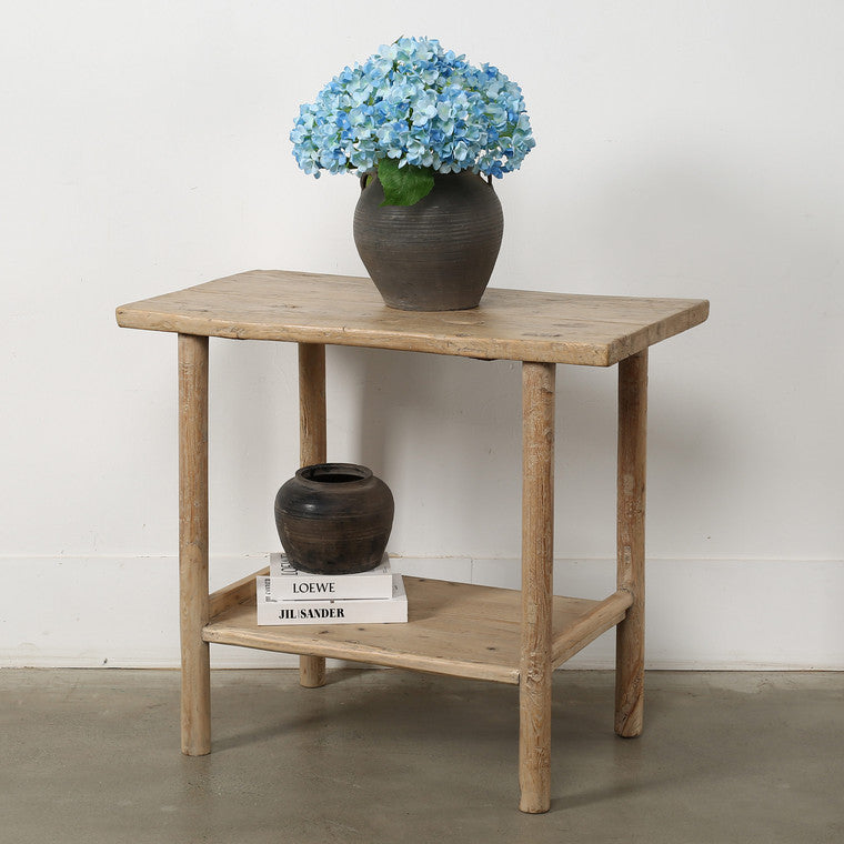 Vintage Side Table with Shelf Weathered Natural 36.2x21.3x32.3H image 3