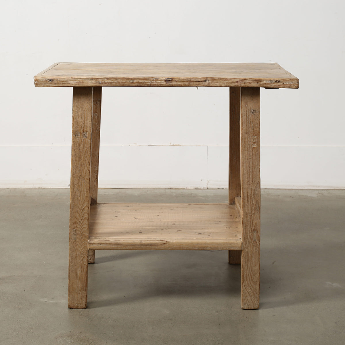 Vintage Side Table with Shelf Weathered Natural 33.5x22x31.5H