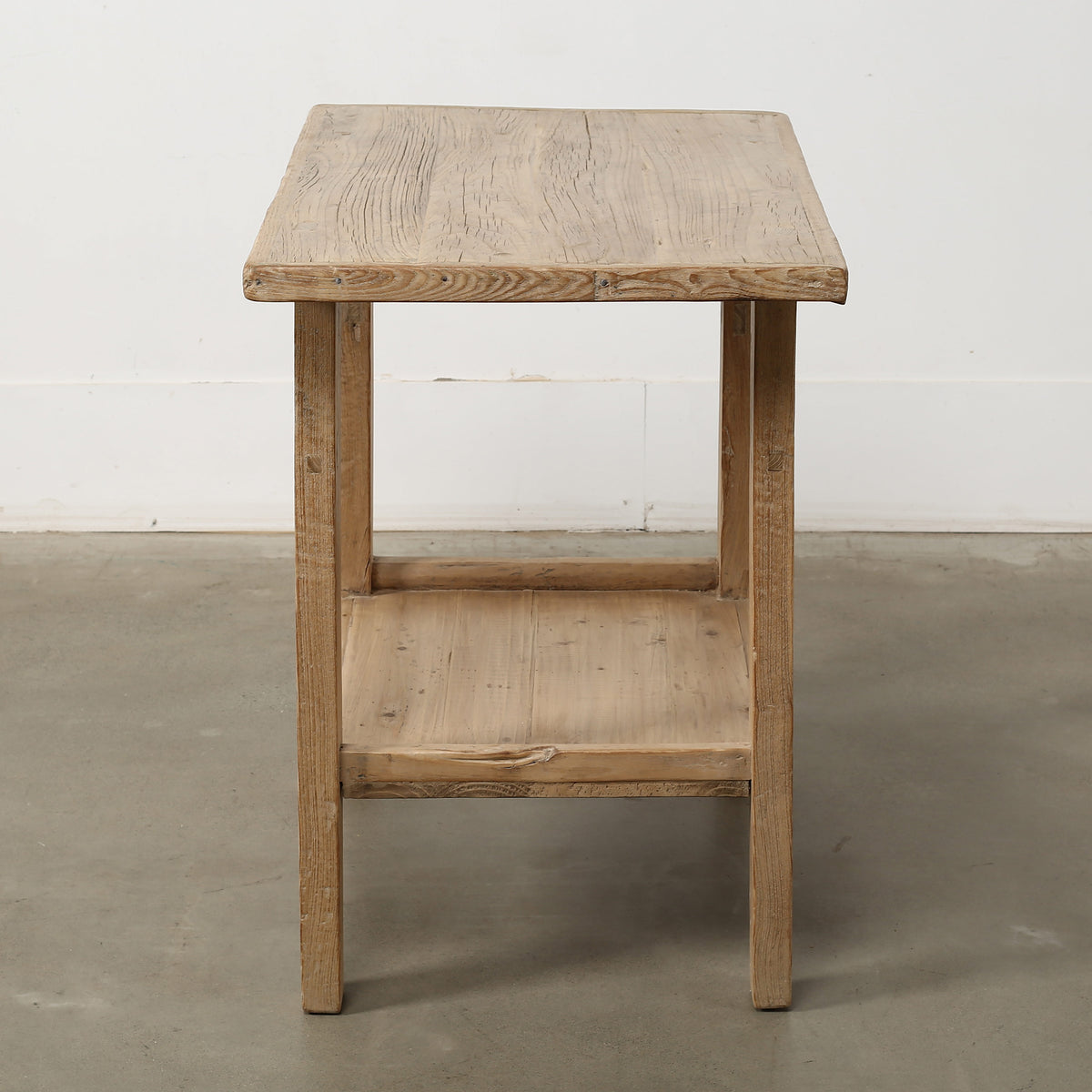 Vintage Side Table with Shelf Weathered Natural 33.5x22x31.5H