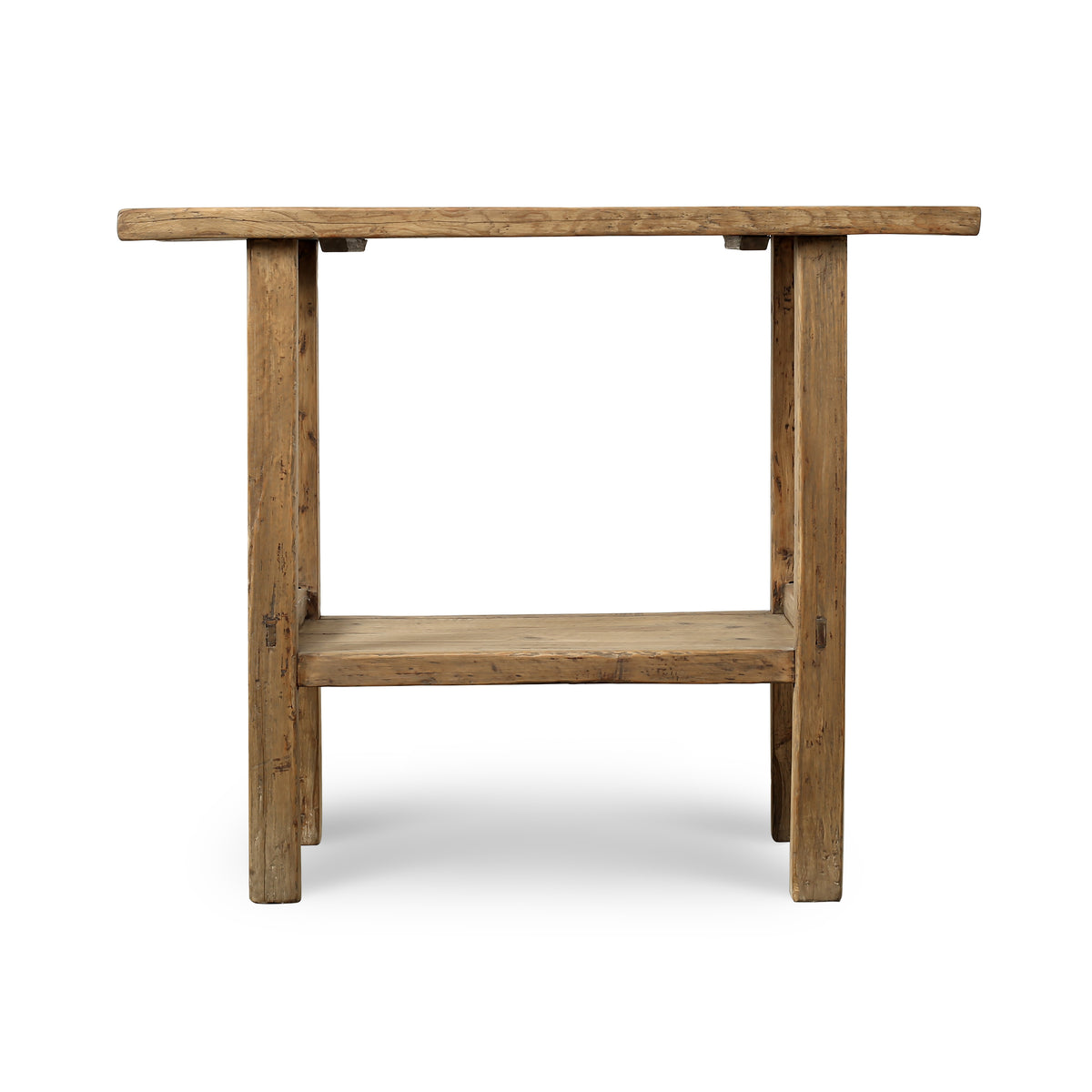 Vintage Side Table with Shelf Weathered Natural 41.7x17.7x34.6H