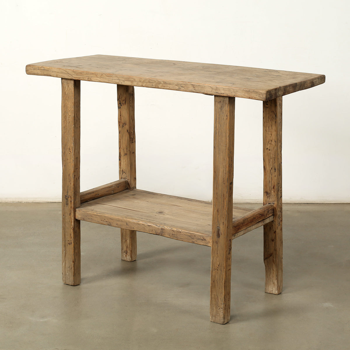 Vintage Side Table with Shelf Weathered Natural 41.7x17.7x34.6H