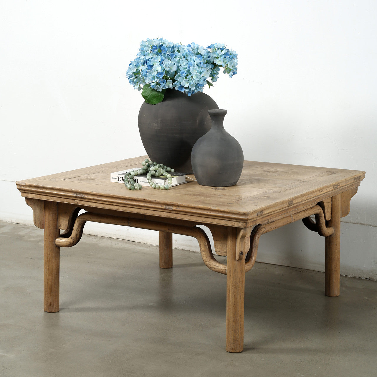 Ming Style Antique Square Coffee Table Approx.38 Inches Wide Weathered Natural image