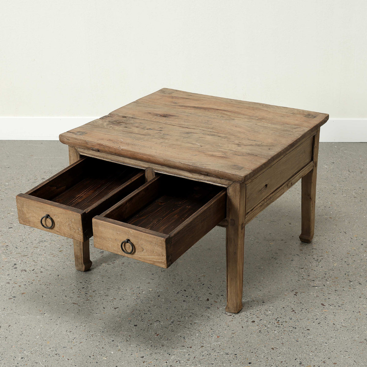 Approx. 27" Wide Square Coffee Table with Two Drawers Wide Weathered Natural