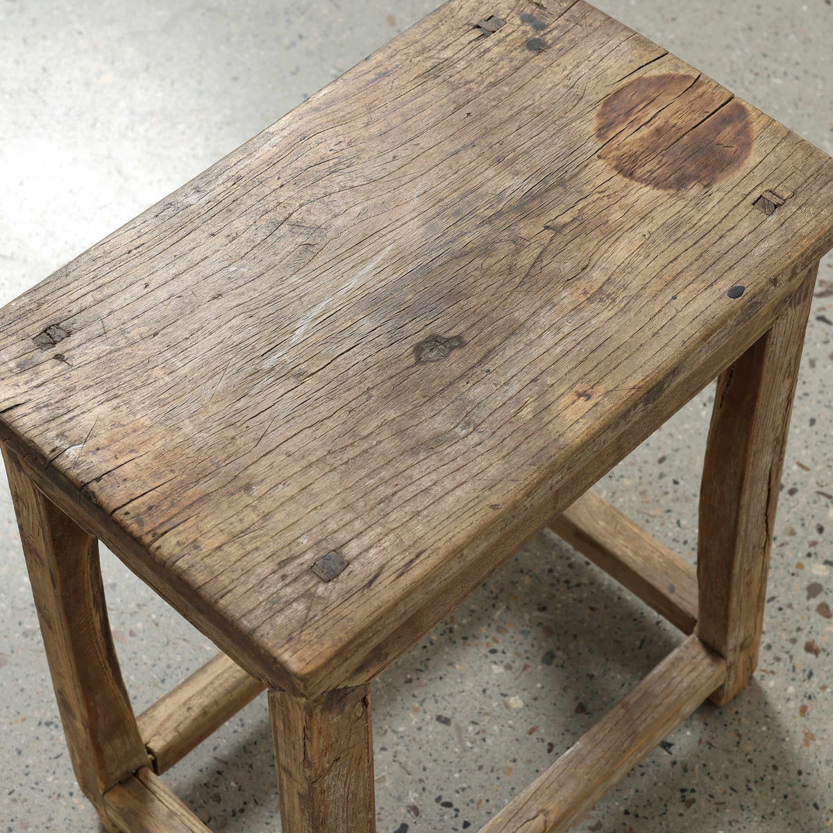 Vintage Rectangular Table Approx. 17.7" Wide 11.4" Deep 19.7" High Weathered Natural