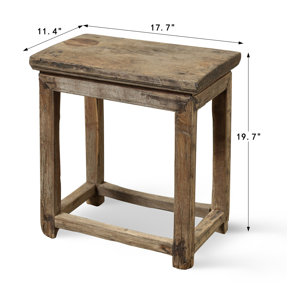 Vintage Rectangular Table Approx. 17.7" Wide 11.4" Deep 19.7" High Weathered Natural