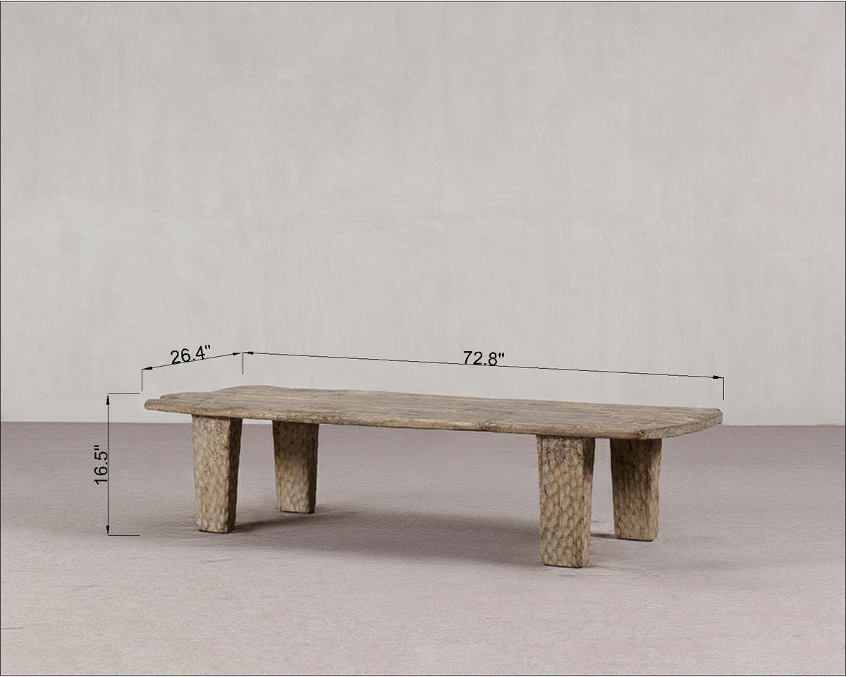 Approx. 72.8" Long 26.4" Deep Live Edge Vintage Coffee Table Weathered Natural Grey Tone