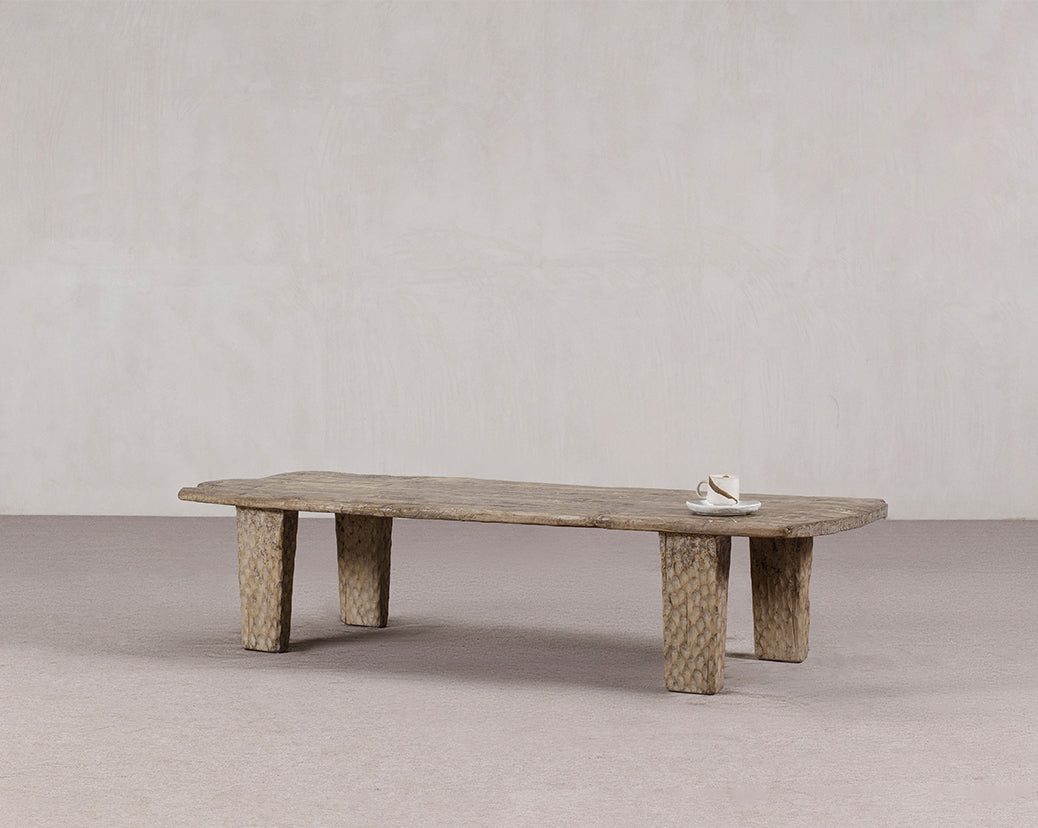 Approx. 72.8" Long 26.4" Deep Live Edge Vintage Coffee Table Weathered Natural Grey Tone