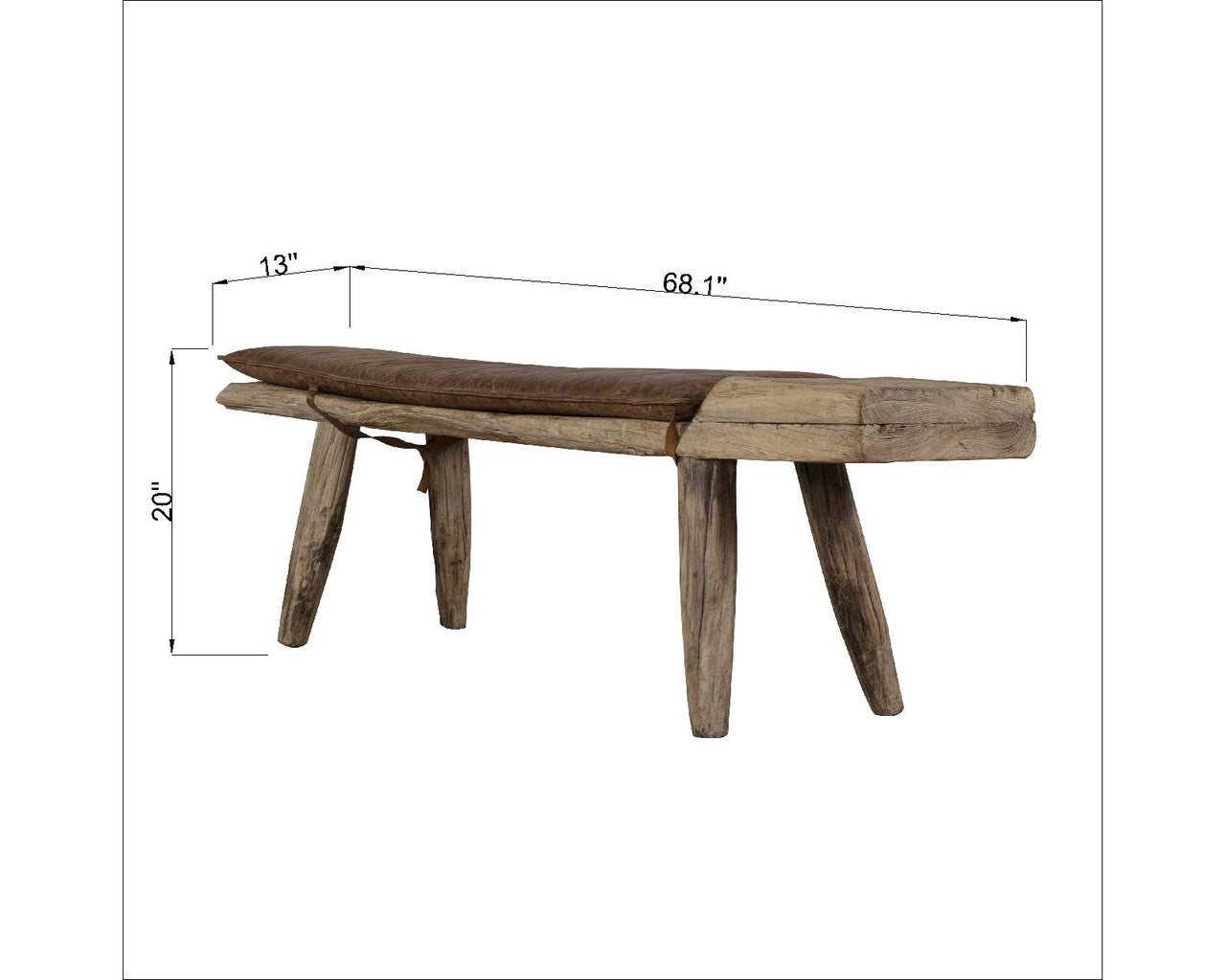 Live Edge Bench with Leather Cushion ��������
