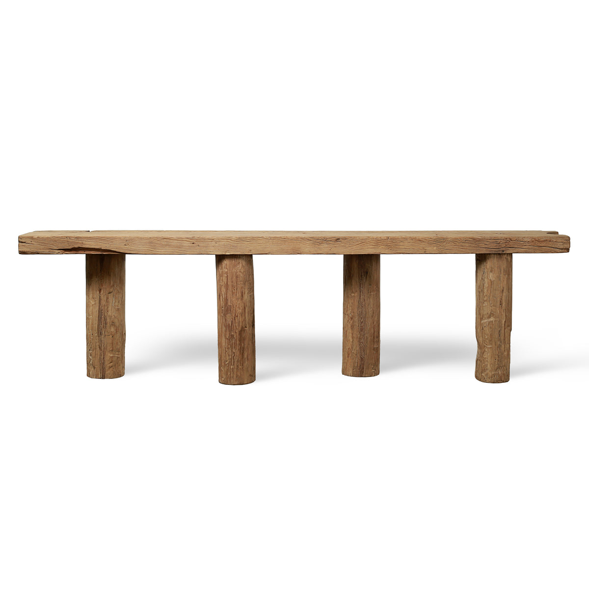 128 Inches Long Live Edge Console with Four Legs