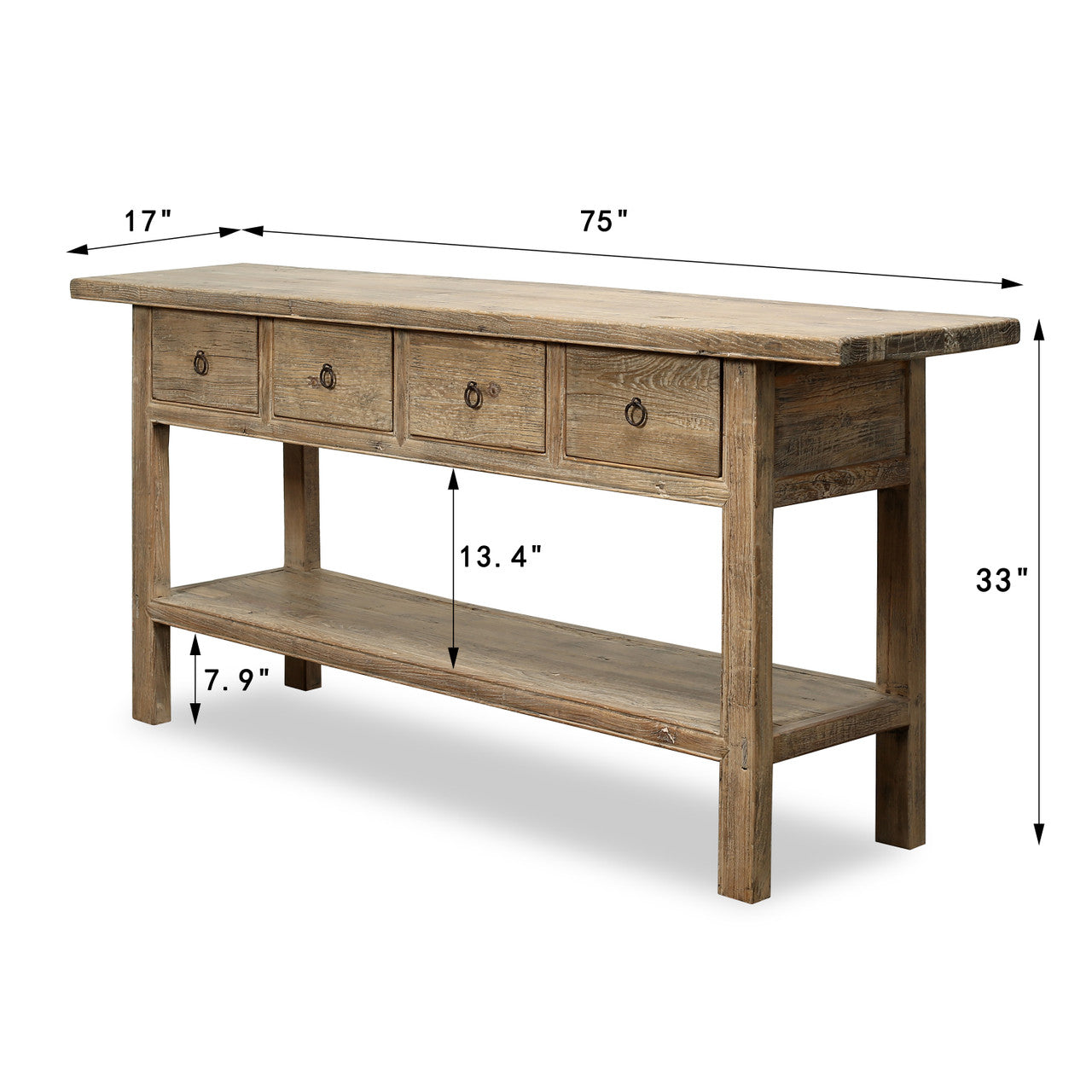 Console with Four Drawers Weathered Natural image