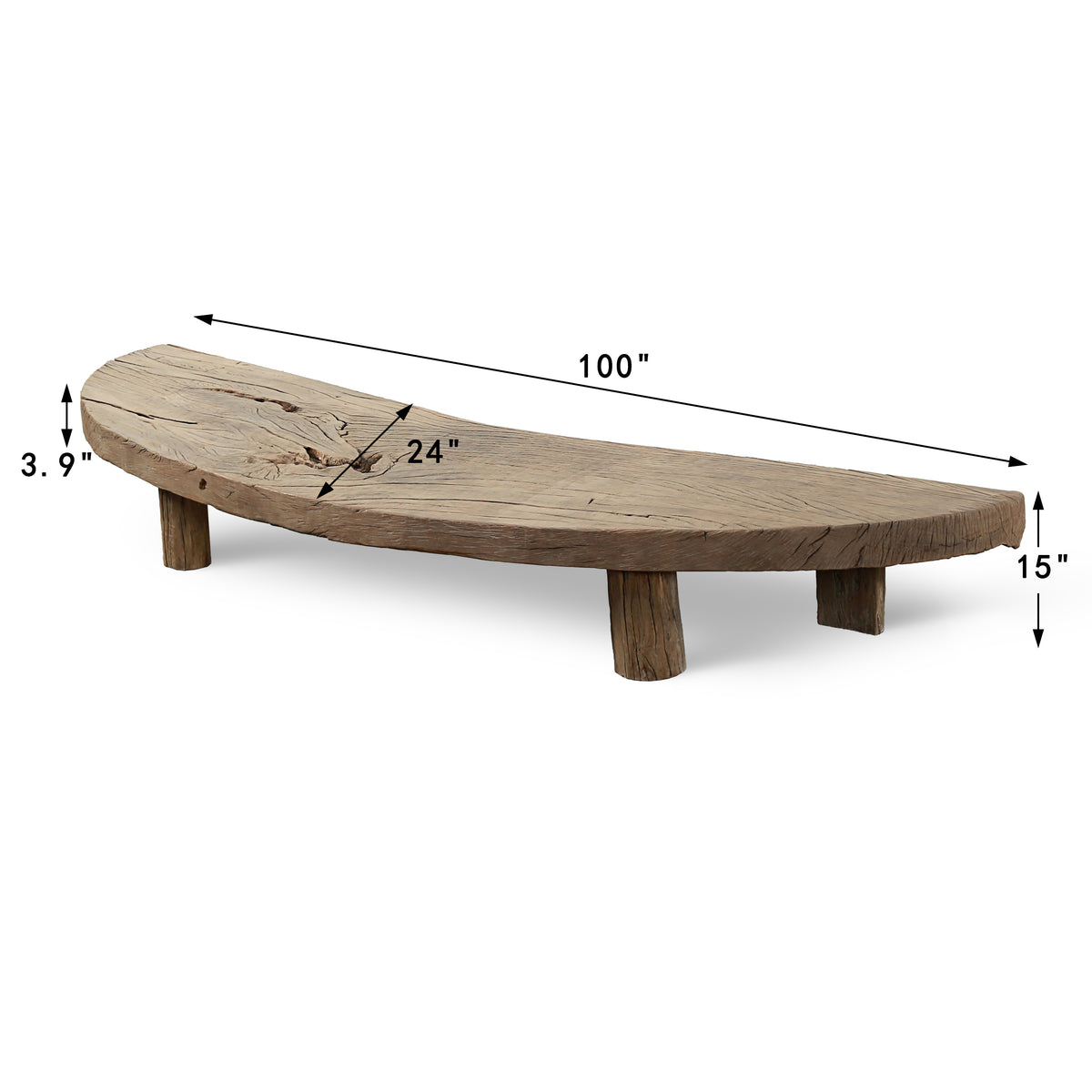 Approx. 100 Inches Wide 24 Inches Deep Live Edge Vintage Table/Bench Weathered Natural